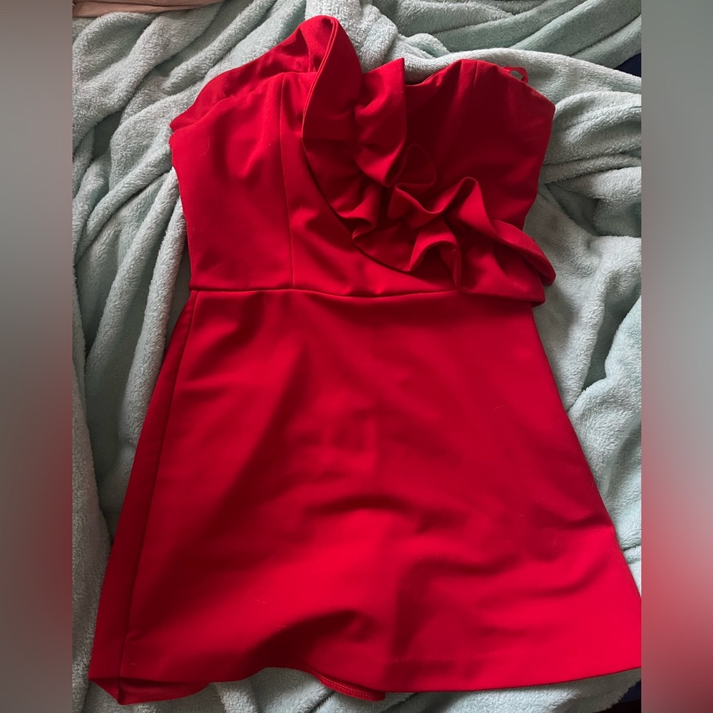 Entro red romper with Ruffle detail
